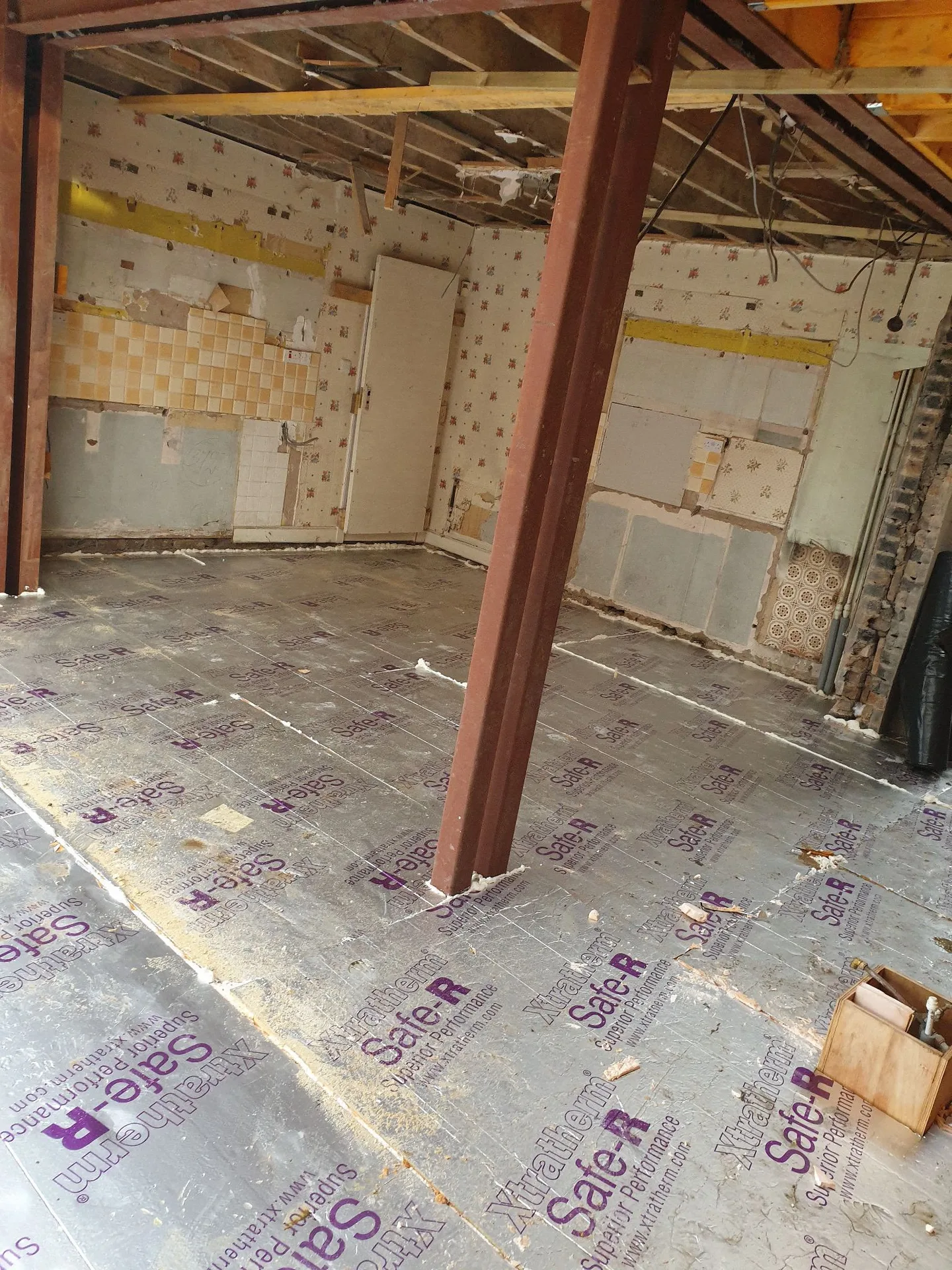 Interior renovation flooring preparation phase