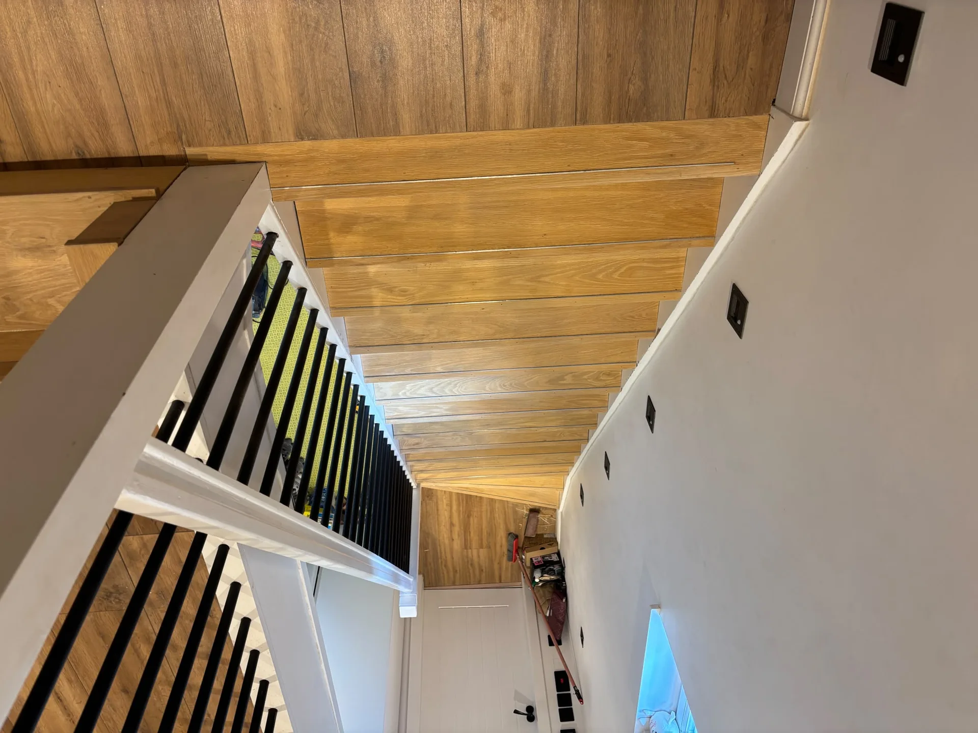 Interior wooden ceiling installation with modern design