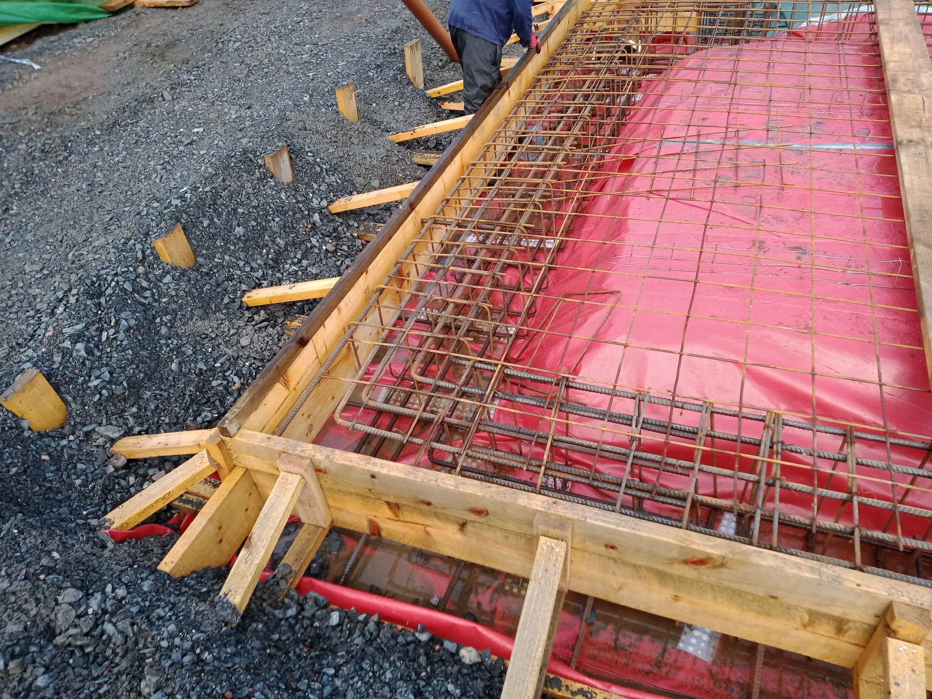 Foundation reinforcement bars and concrete formwork